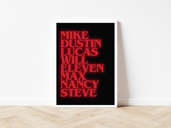 Stranger Things Character Names List Poster A3 a4 7x5 Etsy