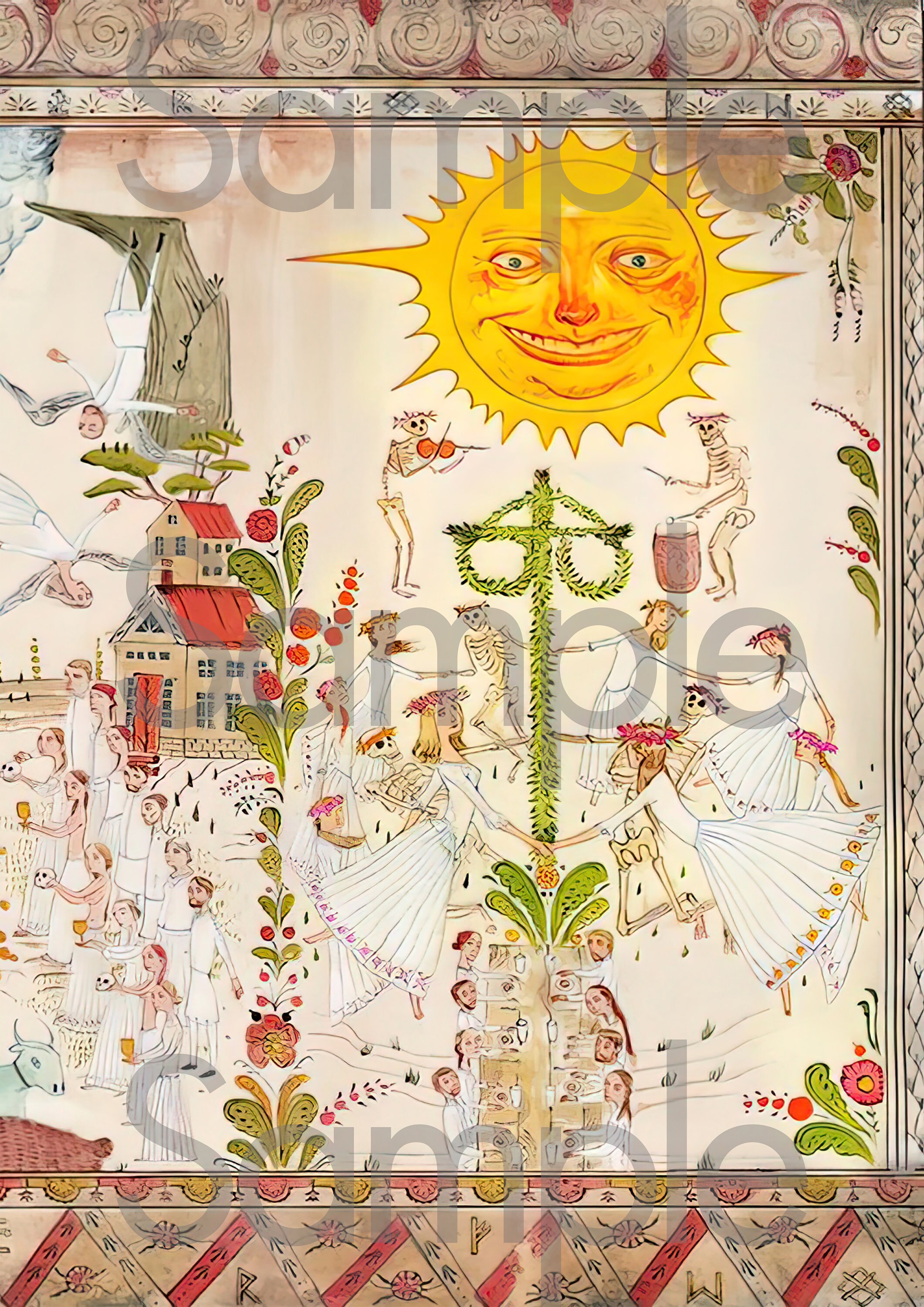 Midsommar Mural 3 X A3/A4 Unframed Prints Etsy UK