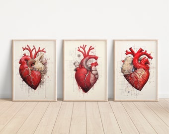 Three Hearts - 3 x A3/A4 Unframed Prints