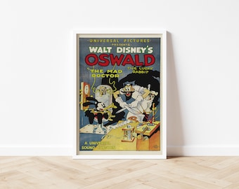 Oswald The Lucky Rabbit - Mad Doctor - Disney Poster - 7x5/A3/A4 Unframed Print