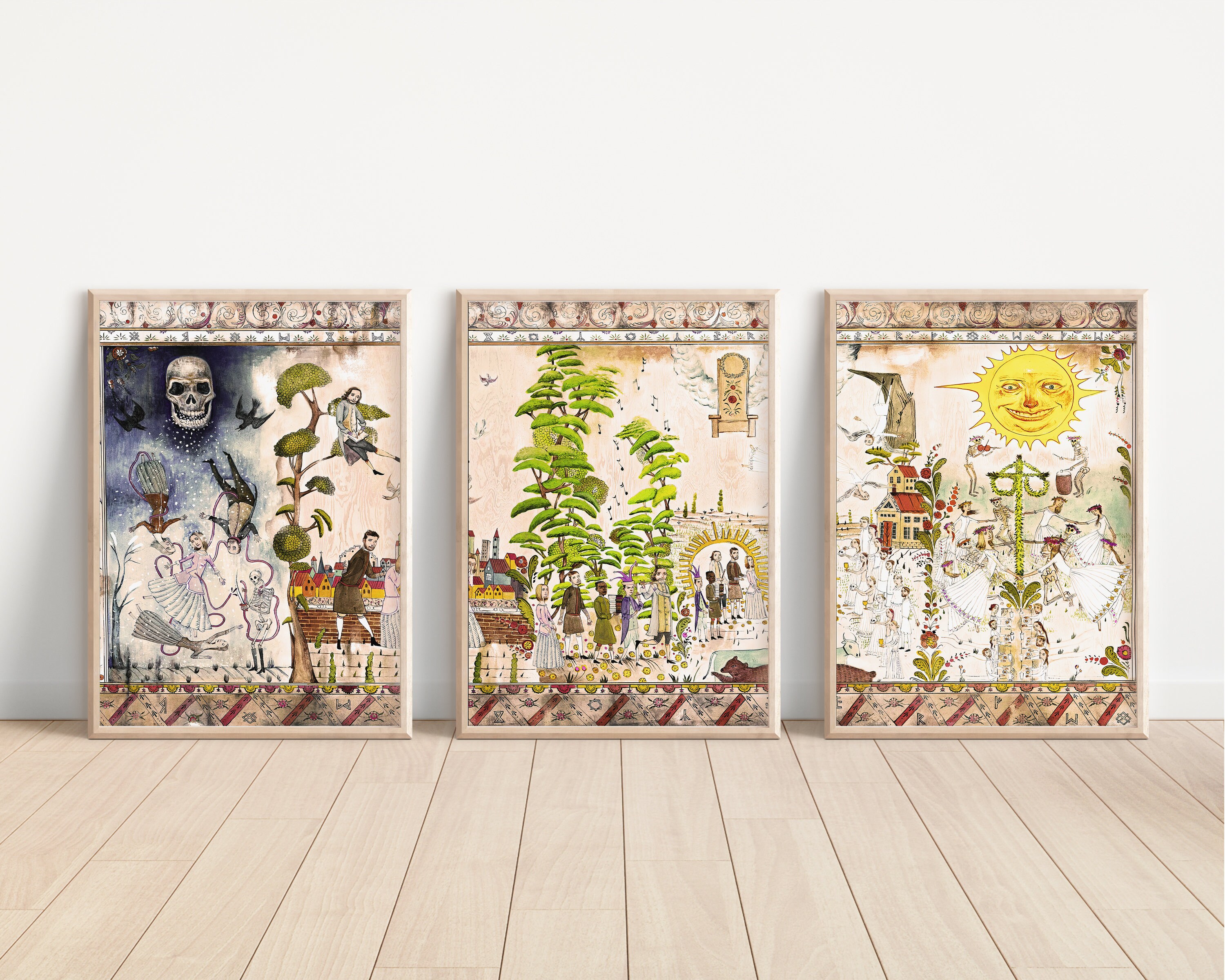 Midsommar Mural 3 X A3/A4 Unframed Prints Etsy UK