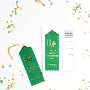 Left A Soul Crushing Job Award Ribbon, Retirement Gift for Coworker Card, for work best friend, Sarcastic card for corporate America,