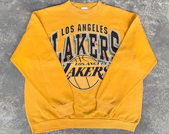 Sällsynt! Vintage 1990-tals Artex Lakers Los Angeles Crewneck Långärmad Sweatshirt BigLogo Vintage NBA Amerikansk Professionell Basket / Defekt /L