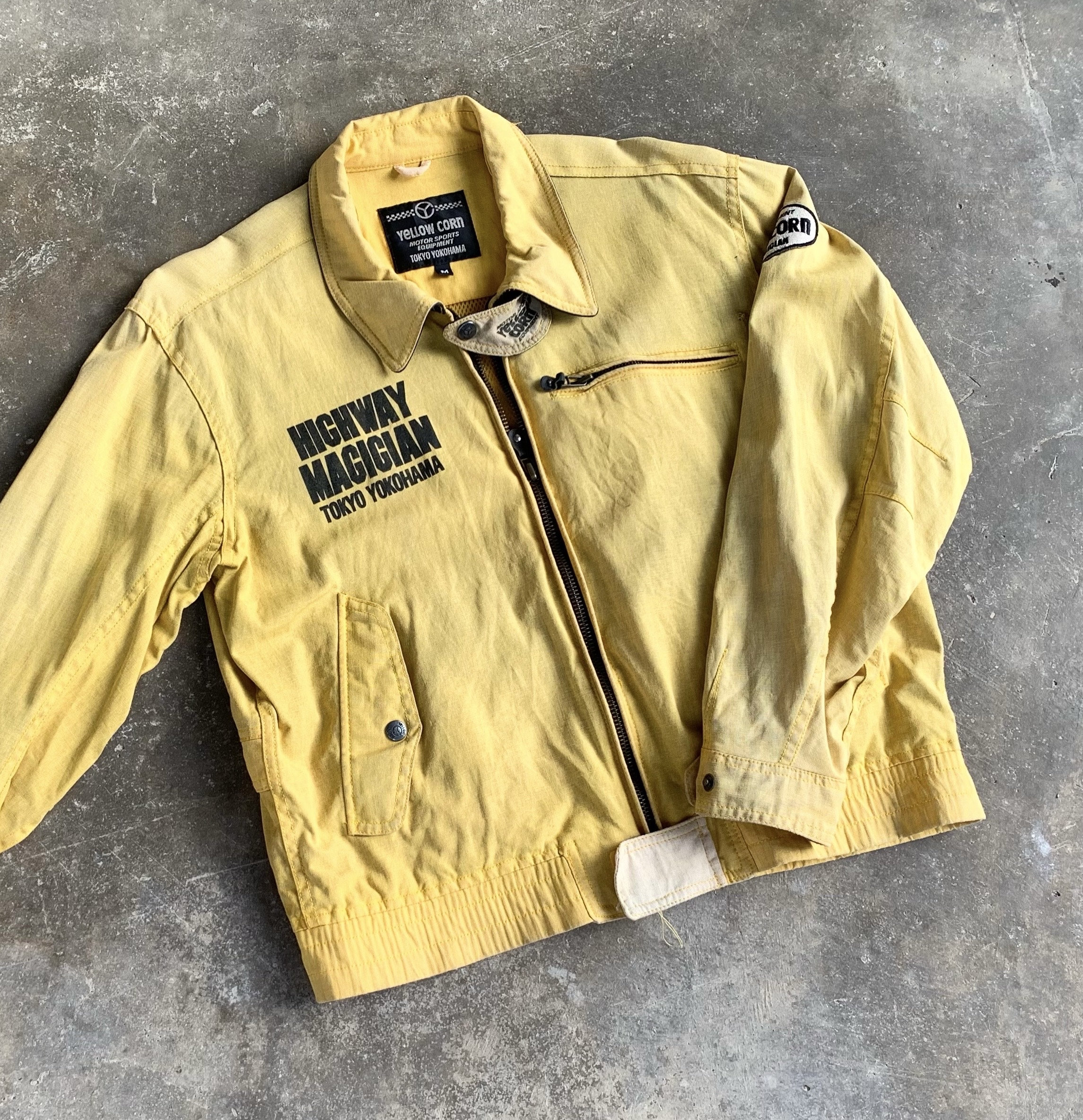 Vintage 90s Distressed Yellow Corn Motorsports Racing Jacket Vintage 90s Distressed Yellow Corn Motorsports Racing Jacket