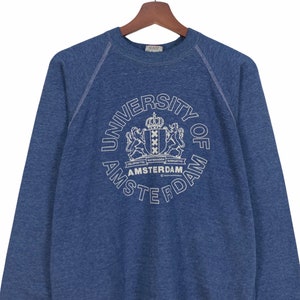 Zeldzaam Vintage jaren 1980 Universiteit van Amsterdam Crewneck Sweatshirt met lange mouwen Groot logo Pull Over Jumper / University Fashion / Small Fit afbeelding 4
