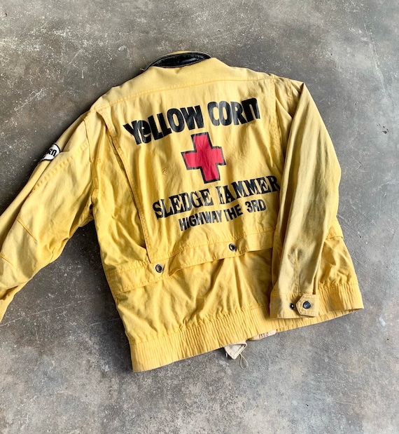 Vintage 90s Distressed Yellow Corn Motorsports Racing Jacket Vintage 90s Distressed Yellow Corn Motorsports Racing Jacket