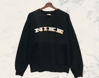 Rare! Vintage 1990s Nike Block X Swoosh Crewneck Long Sleeve Sweatshirt Embroidered BigLogo Vintage Clothing / M Fit