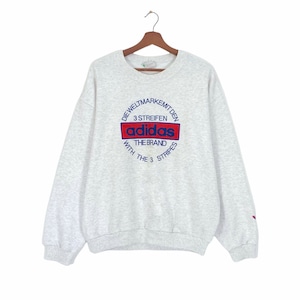 Rare! Vintage 1990s Adidas Crewneck Long Sleeve Sweatshirt Embroidered Logo Pull over Jumper Men Clothing /Streetwear/ Sportwear /Medium Fit