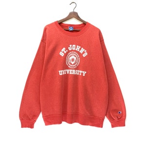 Rare! Vintage 1990s Champion x St Johns University Crewneck Long Sleeve Sweatshirt Big Logo / Vintage University / XL