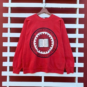 Rare! Vintage 1990s SIGNAL Indianensis Universitatis Sigillum Crewneck LongSleeve Sweatshirt Big Logo Vintage University Sweatshirt / Medium