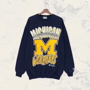 Rare! Vintage 1990s THE GAME University Of Michigan Wolverines Crewneck Long Sleeve Sweatshirt Vintage NCAA Football  / L Fit