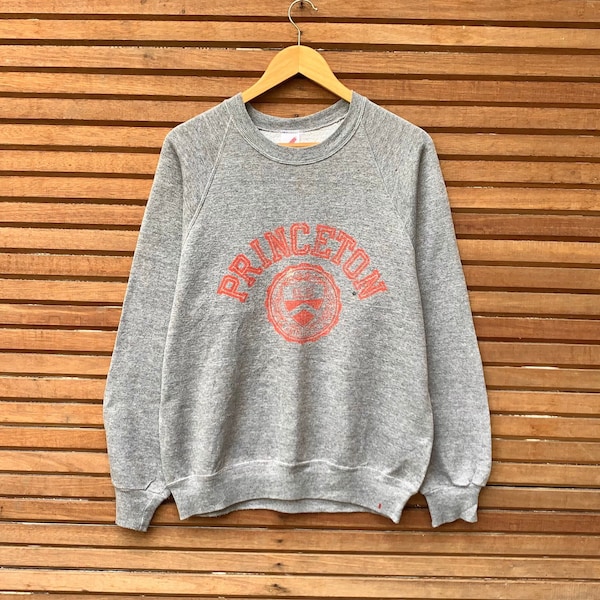 ¡Extraño! Vintage 1990s JERZEES Princeton University Crewneck Sudadera Big Logo Vintage University Fashion / Medium