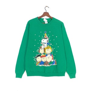 Vintage 1990s Peanuts Snoopy Crewneck Long Sleeve Sweatshirt Big Logo Pull Over Jumper Vintage Cartoon Peanuts Character / Medium Fit