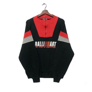Rare! Vintage 1990s Ralliart Mitsubishi Racing  Half Zip Long Sleeve Sweatshirt Big Logo Vintage Motorsport Racing  / Japanese Racing / M