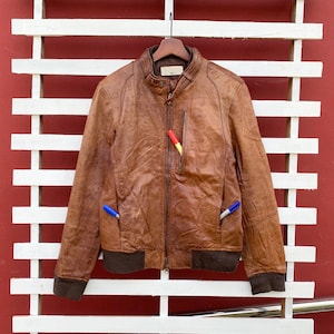 HARE Leather Brown Jacket Biker style Jacket Japanese Brand / Small