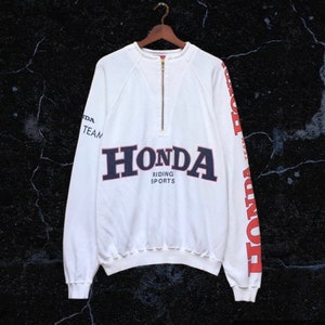 Rare! Vintage 1990s Honda Racing Riding Team Half Zip Sweatshirt Big Logo Vintage Japanese Racing / Honda Racing / Vintage Racing / Large