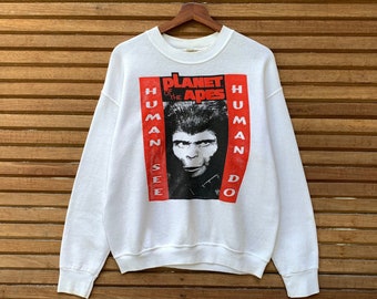 Rare! Vintage 1990s MOSQUITOHEAD Planet Of The Ape Crewneck Long Sleeve Sweatshirt Big Logo Vintage Movie Series / Small Fit