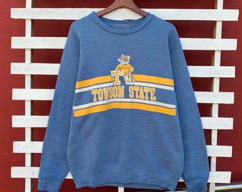 Rare! Vintage 1990s Towson State University Crewneck Sweatshirt Big Logo Vintage American University Football / Medium