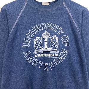 Zeldzaam Vintage jaren 1980 Universiteit van Amsterdam Crewneck Sweatshirt met lange mouwen Groot logo Pull Over Jumper / University Fashion / Small Fit afbeelding 5