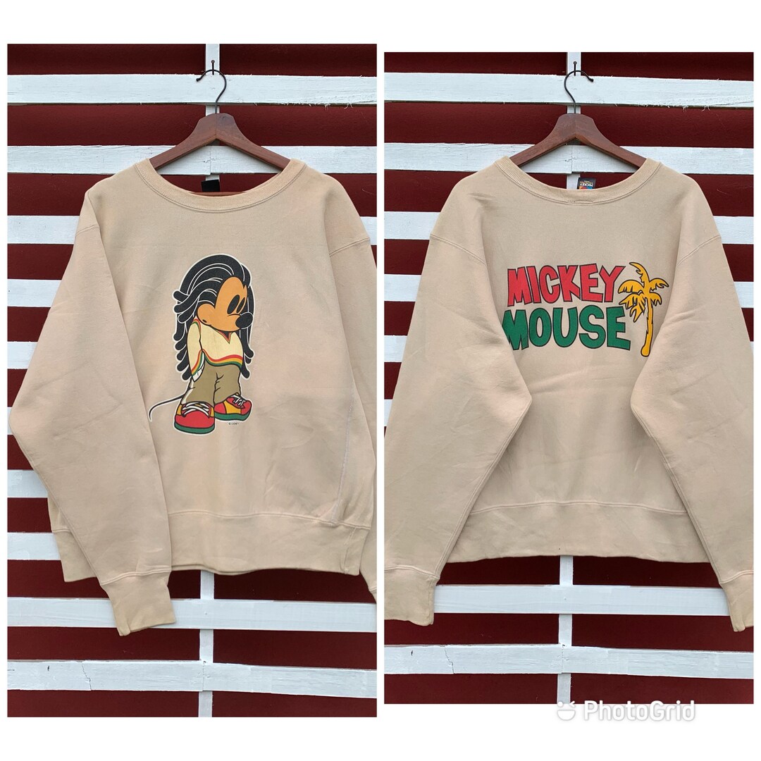 Smicky Rasta Rare Vintage 1990s Mickey Mouse Rasta Dreadlocks Crewneck Sweatshirt ...