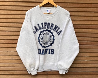 Rare! Vintage 1990s RUSSELL University Of California Davis Crewneck LongSleeve Sweatshirt BigLogo Vintage University / University Fashion/