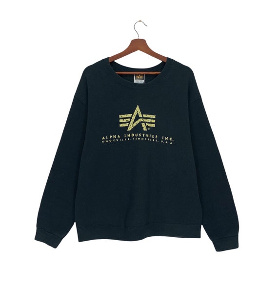 Rare!!! Alpha Industries Sweatshirt Big Logo Spellout… - Gem