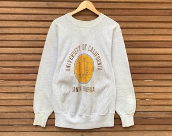 Rare! Vintage 1990s University California Santa Barbara  Crewneck Long Sleeve Sweatshirt Like Champion Reverse Weave / University Fashion/ M