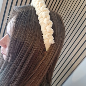 Chunky headband, soft chenile headband, wedding guest headband, lemon colour accessory,kind on hair,hair friendly hairband, woollen headband