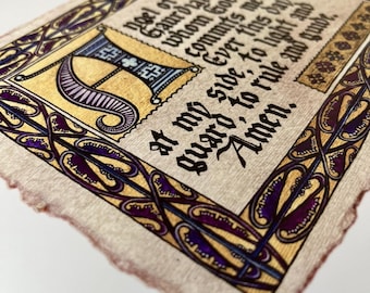 Guardian Angel Prayer | Illuminated Print | Catholic Calligraphy