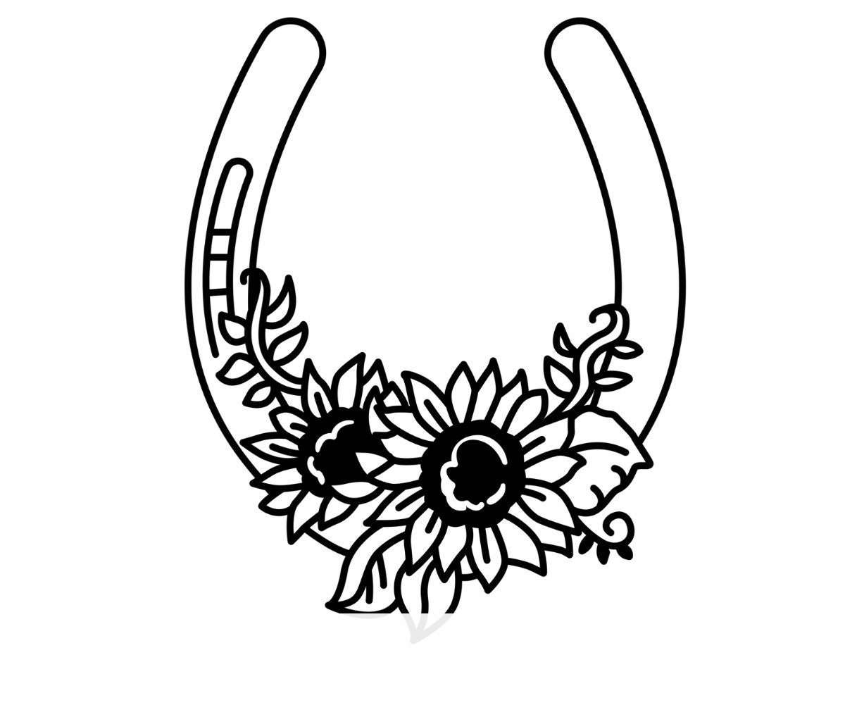 Floral horseshoe decal horseshoe decal cute decal car Etsy