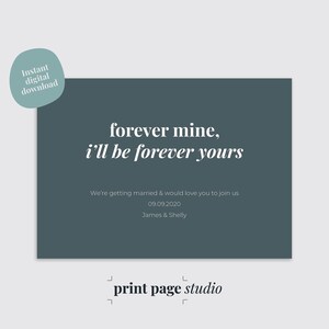 Forever Mine | Lyrics | Queens of the Stone Age | Wedding | Save the Date | Invitation | Editable | Digital Download