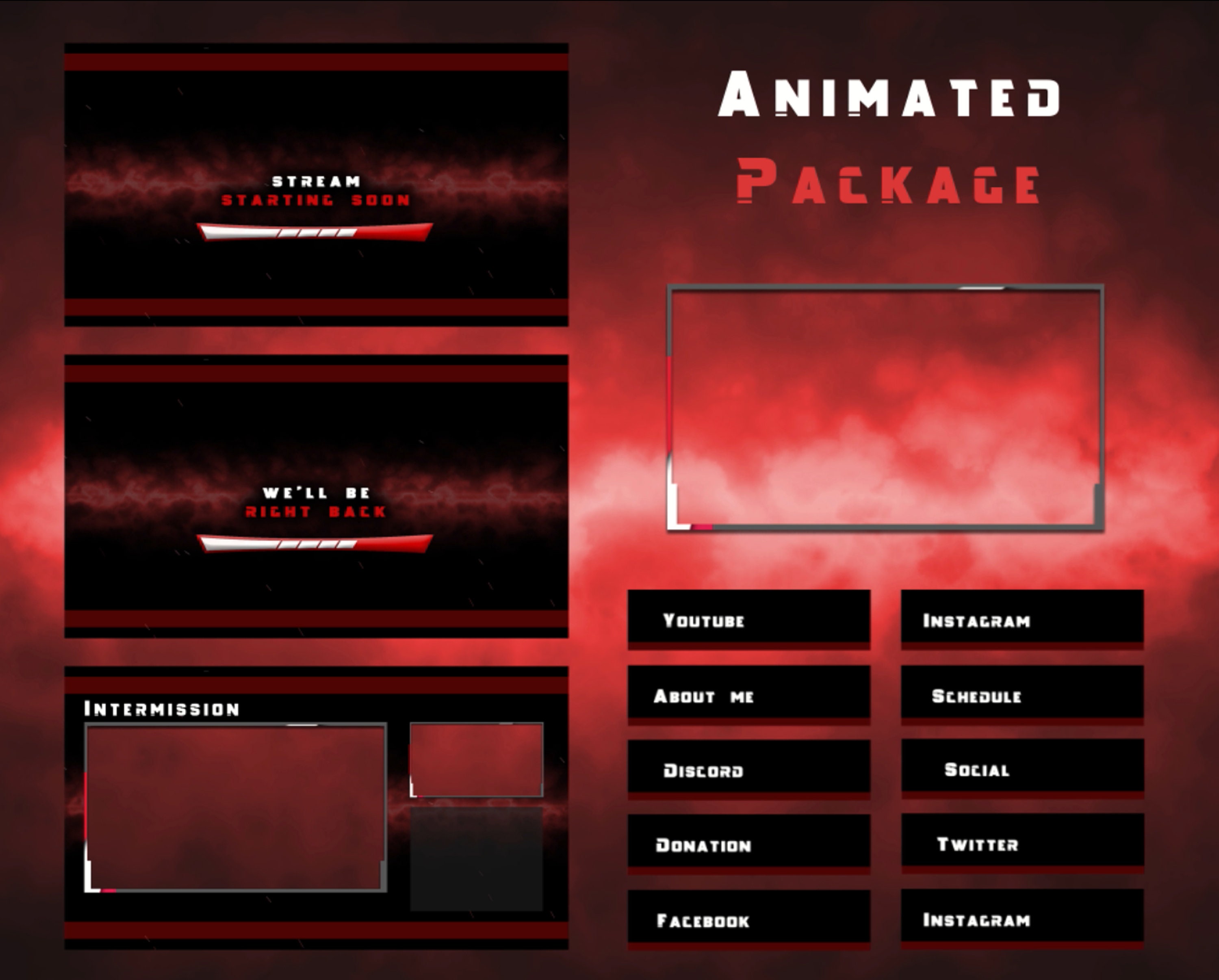 Twitch Animated Overlay Package to dark Simple - Etsy