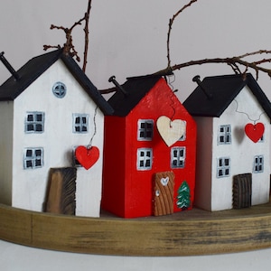 Wooden house large, Swedish, XL, Swedish house, wooden house to stand up as a decoration, country house, complete. Handcrafted!, with wire heart