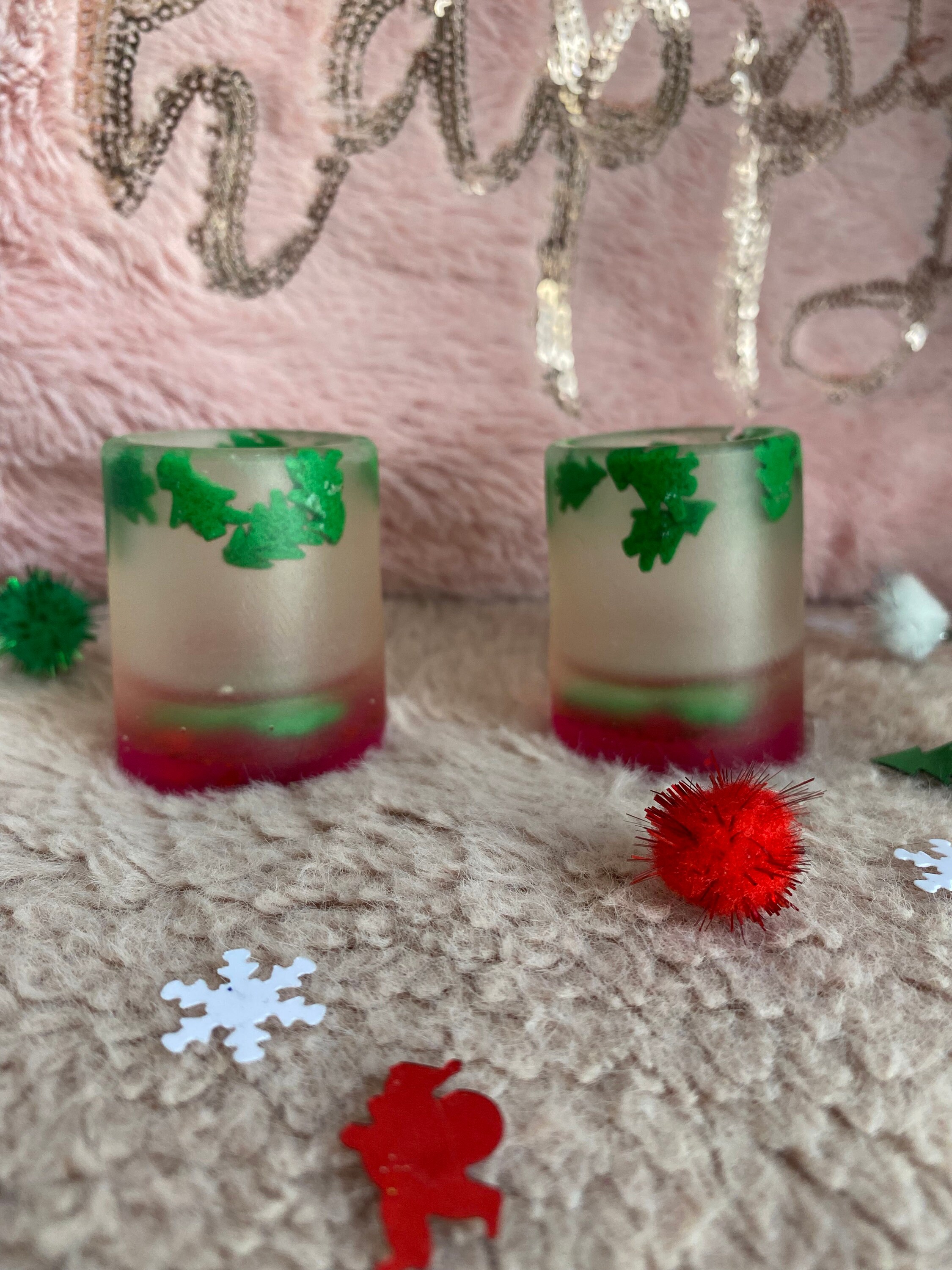 Mini Christmas Tree Shot Glasses set of 2 Etsy