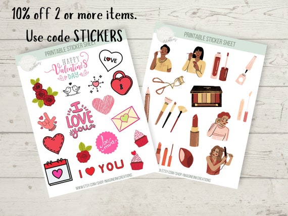 90s stickers printable sticker sheet vsco stickers pink etsy