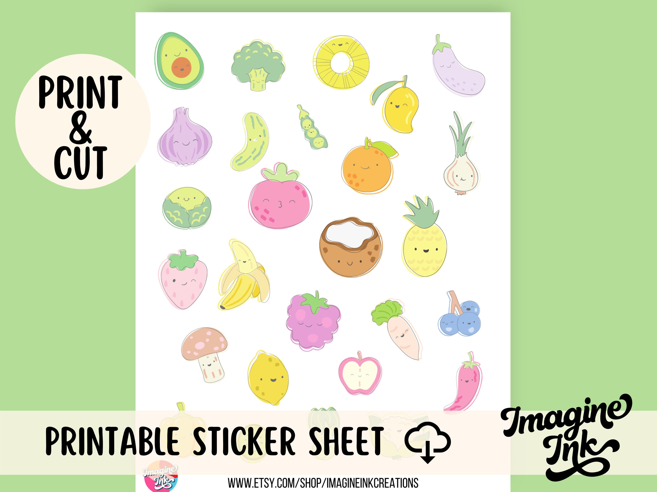 Printable Kawaii Stickers Printable Food Stickers Kawaii - Etsy