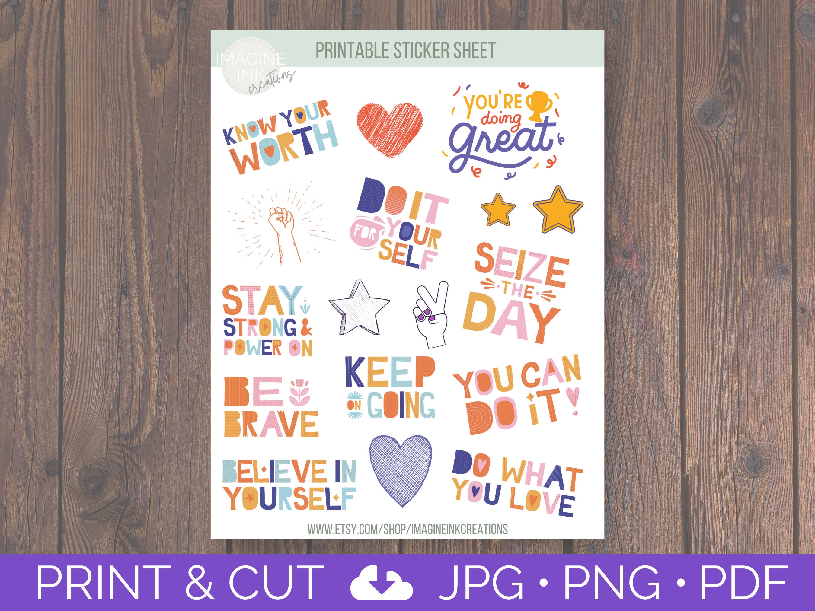 Positive Quotes Printable Sticker Sheet Digital Download | Etsy