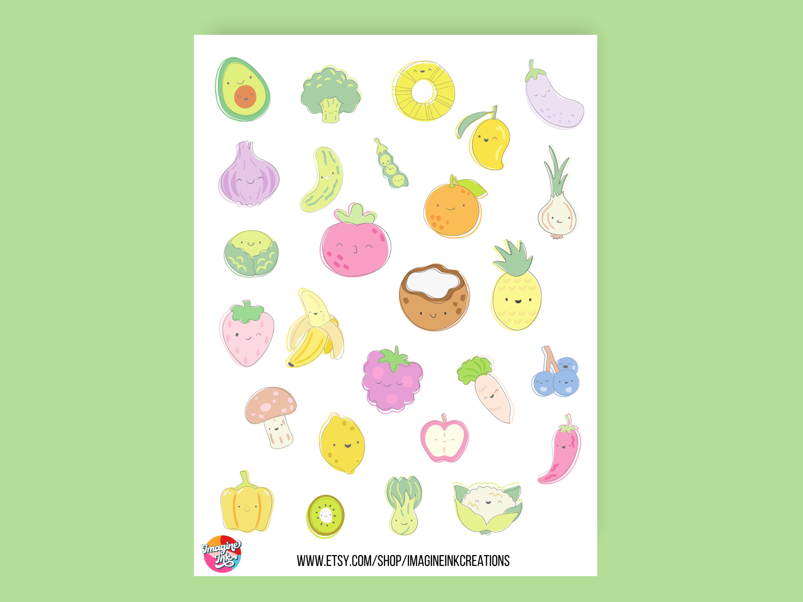 Printable Kawaii Stickers Printable Food Stickers Kawaii - Etsy