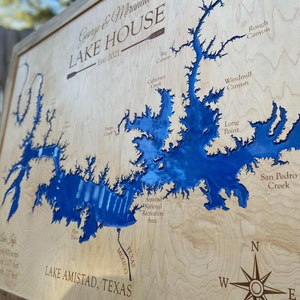 Custom Lake Map, Resin Art Map - Lake House Decor; Lake Map, Custom Wood Map, Lake Art, Wood Lake House Sign