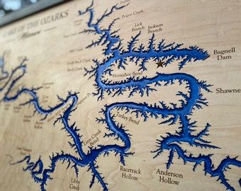 Resin Art Lake Map; Lake of the Ozarks; Lake House Decor; Custom Wood Map, Lake Art, Lake House Sign