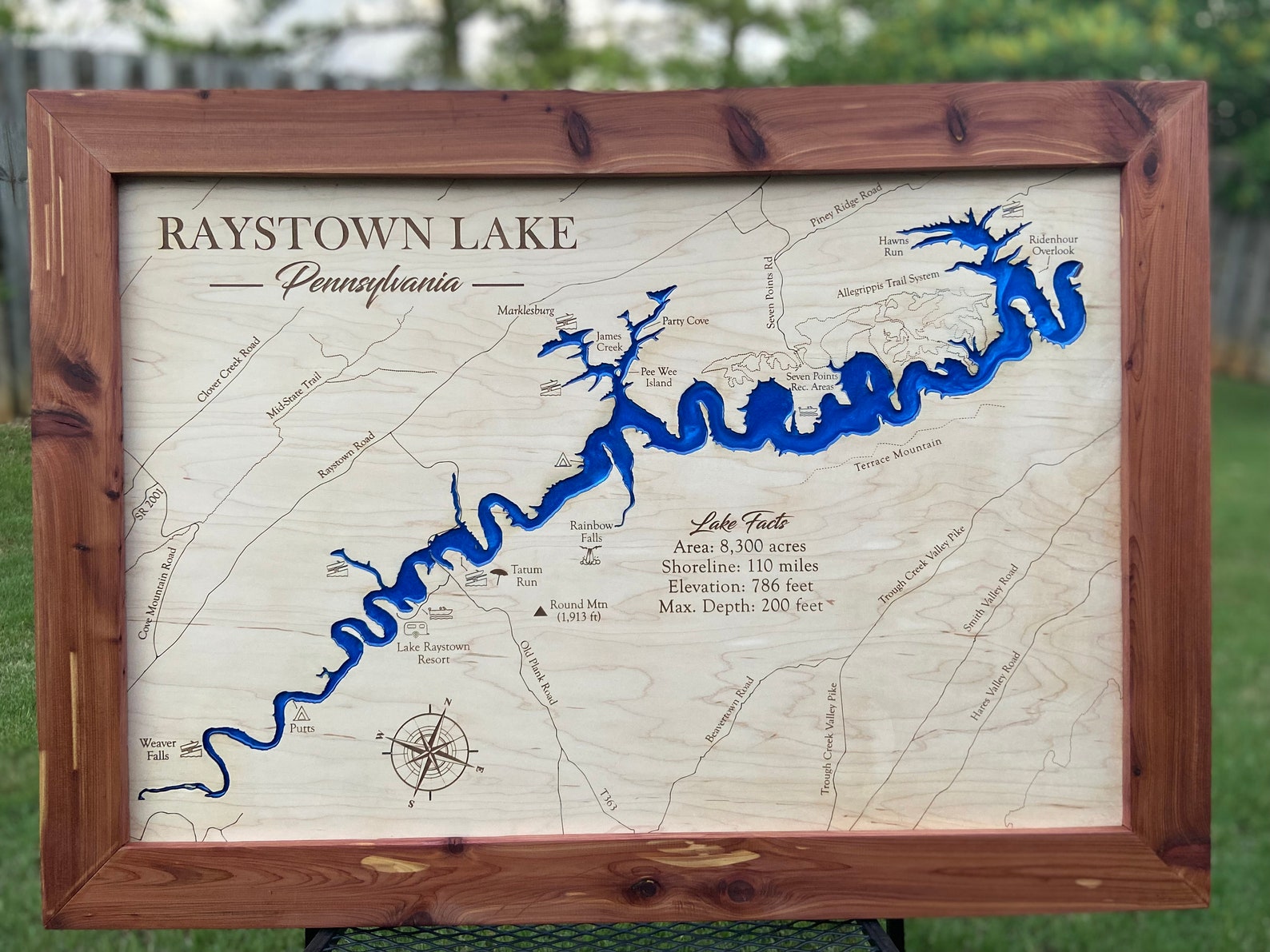 Raystown Lake PA Custom Lake Map Lake House Decor Resin Etsy