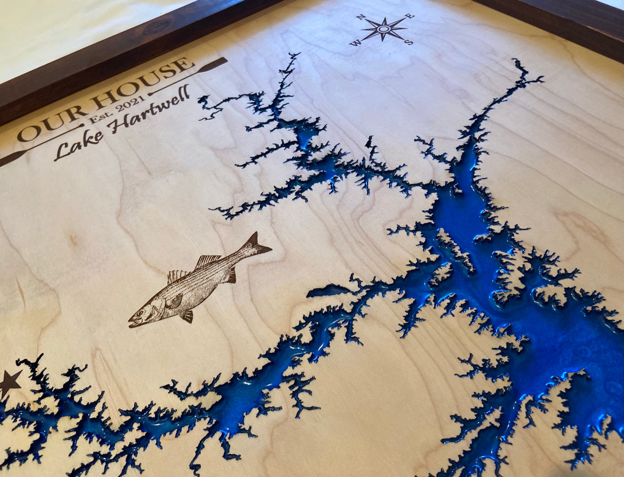 Lake Keowee Resin Art Lake House Decor Resin Lake Map Etsy