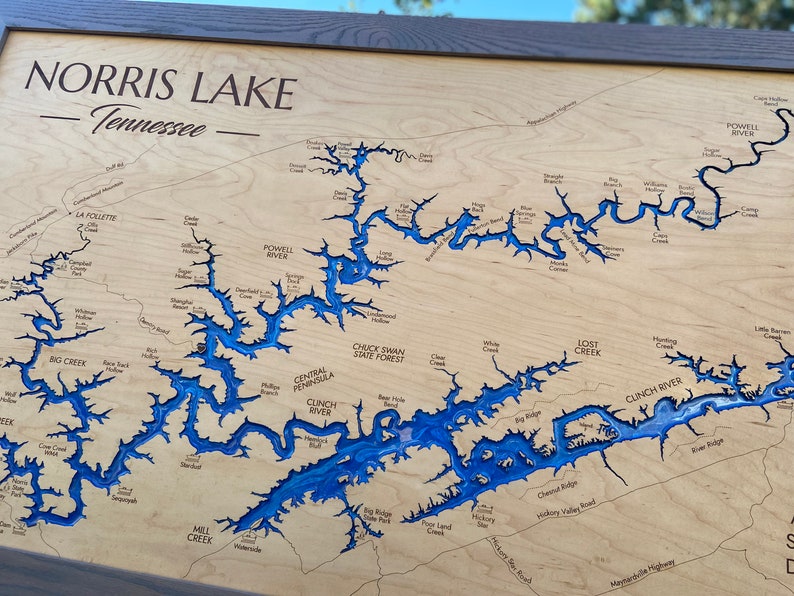 Norris Lake TN Resin Art Lake Map Custom Lake Map Lake Etsy