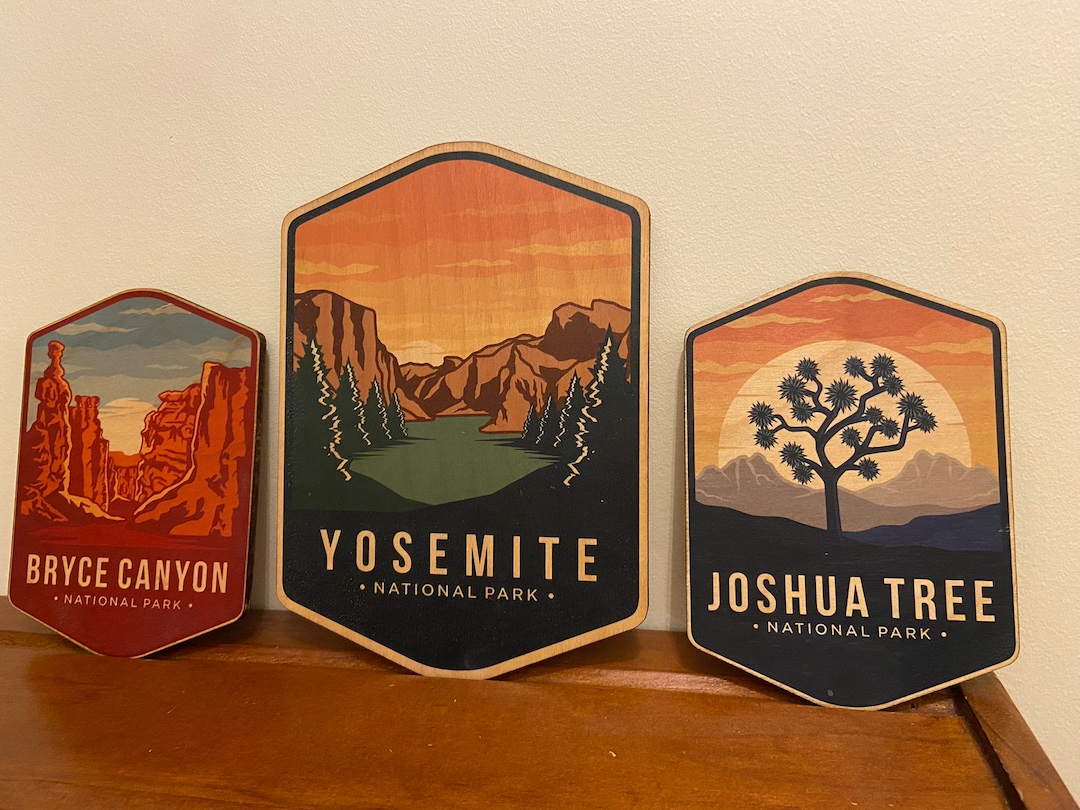 National Park Wood Sign for All 63 Parks, Retro Style Full Color