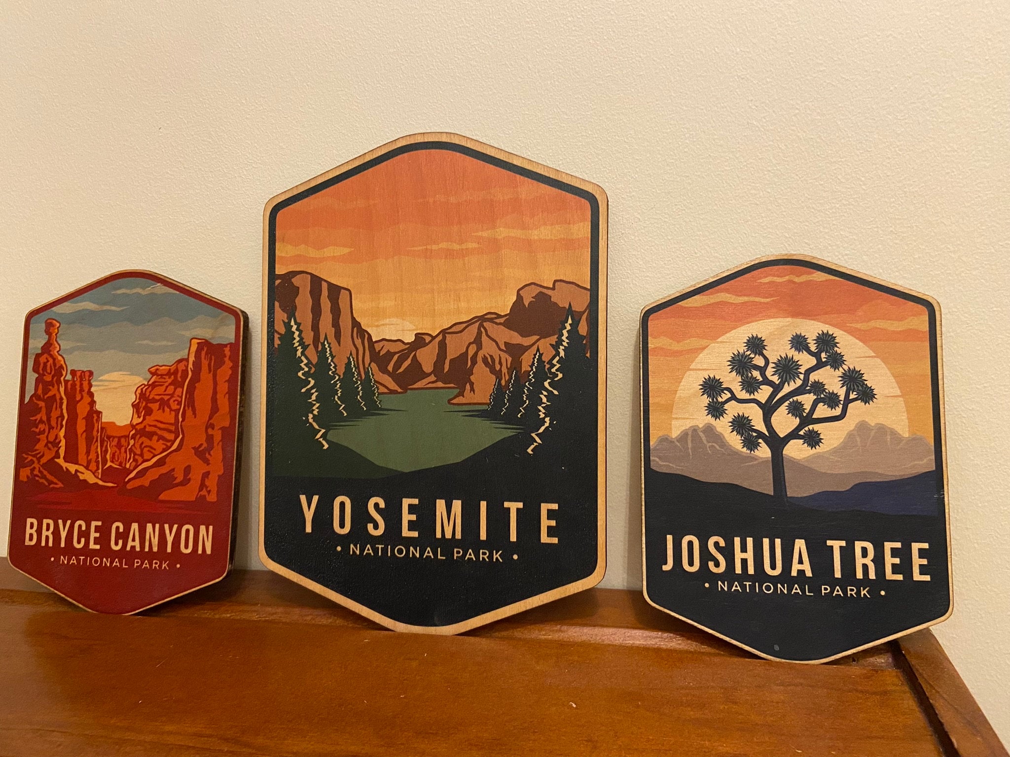 National Park Wood Sign for All 63 Parks, Retro Style Full Color