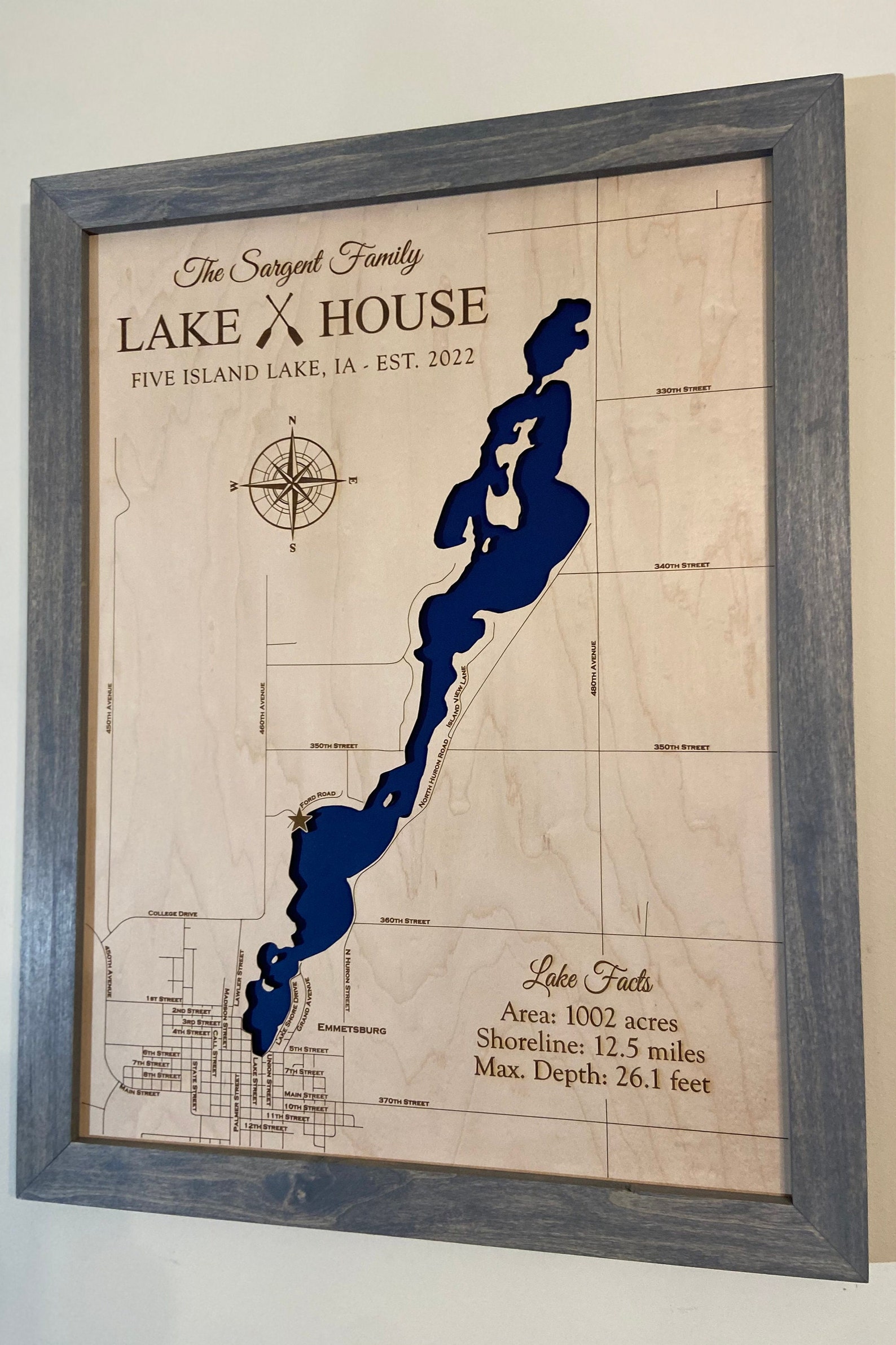 Any Lake Custom Lake House Decor Lake Map Sign Etsy