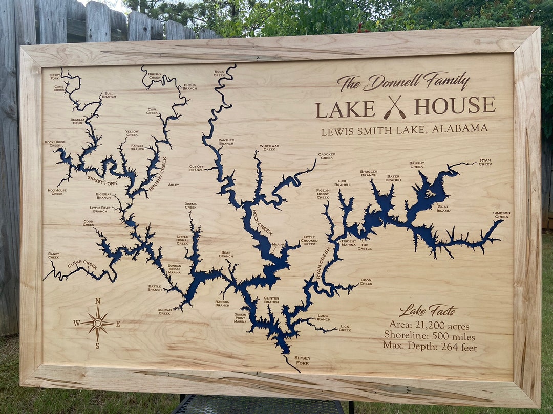 Smith Lake, AL Custom Lake House Decor, Lake Map, Sign, Personalized