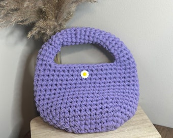 Handmade Crochet Half Moon Bag: Cotton Yarn Shoulder Bag