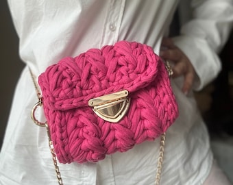 Crochet Belt Bag: Handmade Cotton Yarn Crossbody Mini Bag