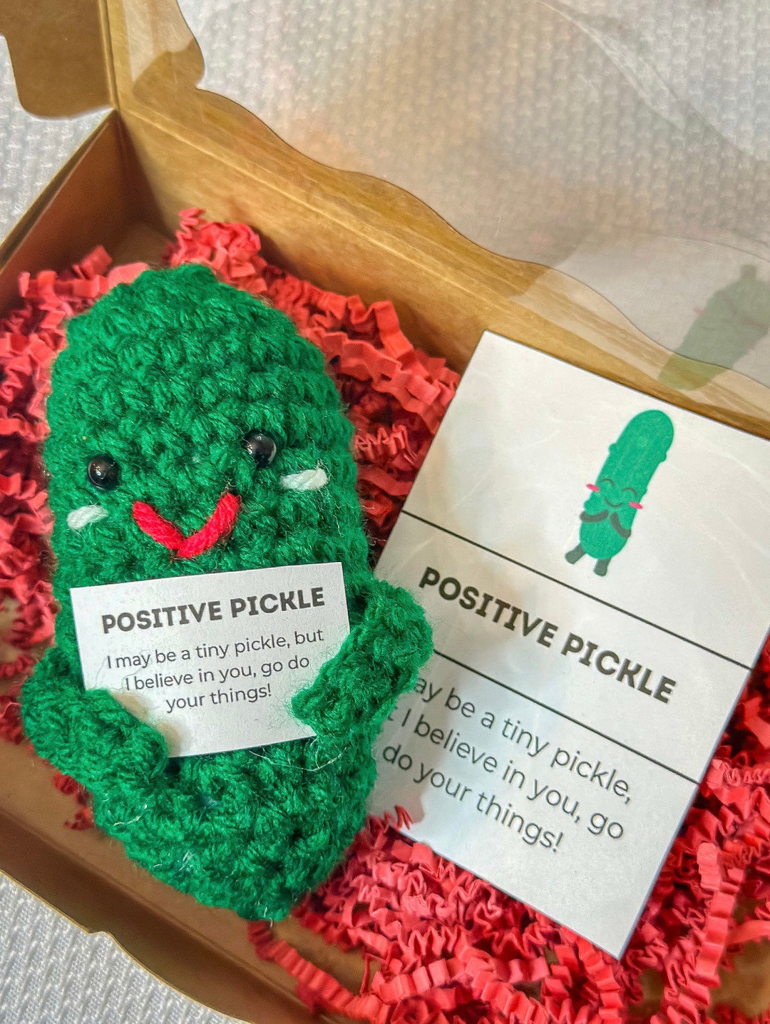 Emotional Support Pickle With Positive Affirmation, Pick Me Up, Crochet  Pickled Cucumber, Gift for Coworker, Kind of A Big Dill 